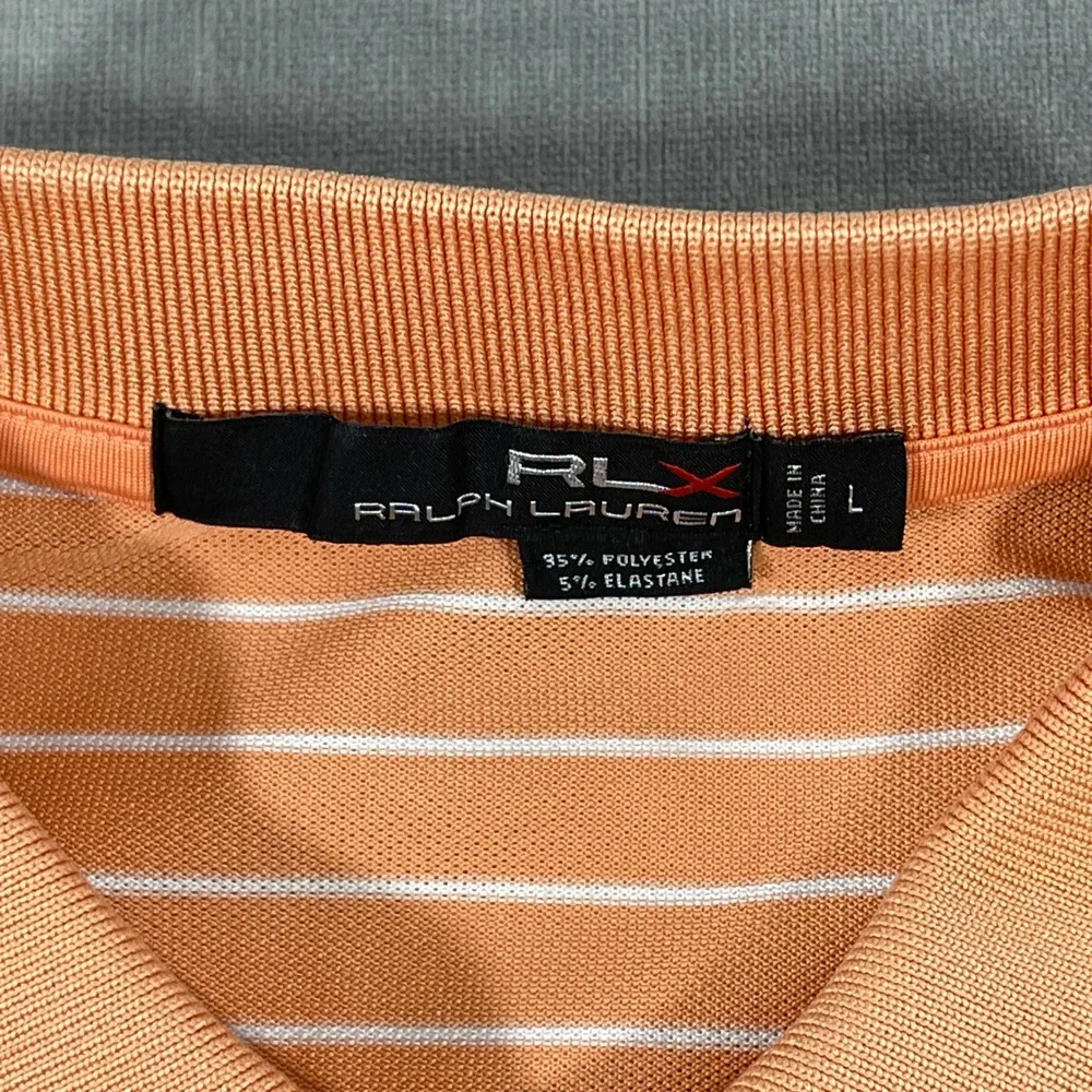 RLX Ralph‎ Lauren Men's Large Striped Orange Athletic Golf Polo Shirt